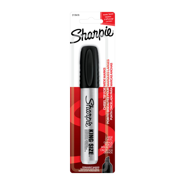 Sharpie King-Size Permanent Marker, Chisel Point, Aluminum Barrel, Black Ink