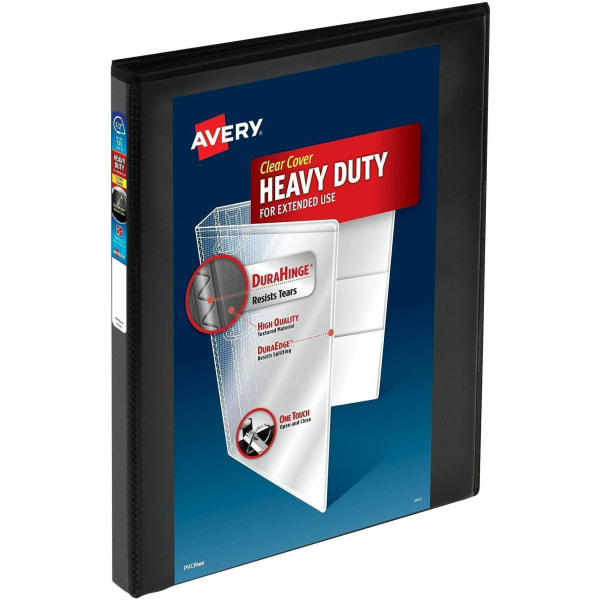 Avery Heavy-Duty View 3-Ring Binder, 1/2in Slant Rings, Black