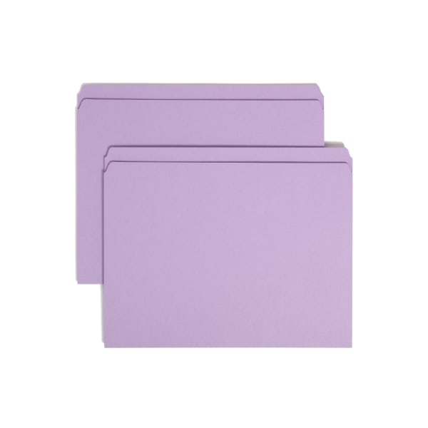 Smead File Folders, Letter Size, Straight Cut, Lavender, Box Of 100