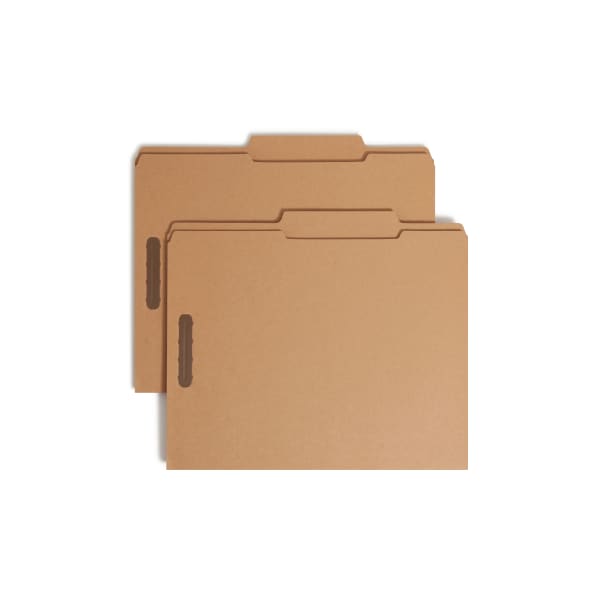Smead Kraft Reinforced Tab Fastener Folders, 3/4in Expansion, 8 1/2in x 11in, Letter, Brown, Box of 50