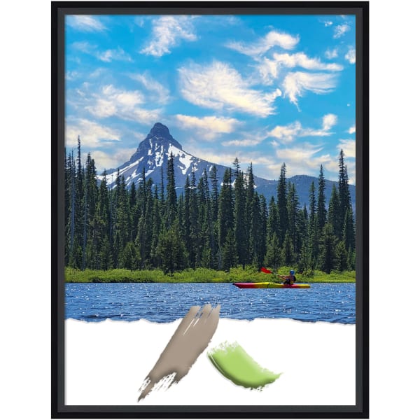 Amanti Art Lucie Black Wood Picture Frame, 19in x 25in, Matted For 18in x 24in