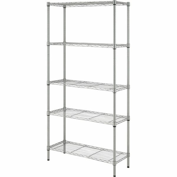 Lorell Light-Duty Wire Shelving - 5 Tier(s) - 72in Height x 36in Width x 14in Depth - Floor - Epoxy - Silver - Plastic, Metal, Steel - 1 Each