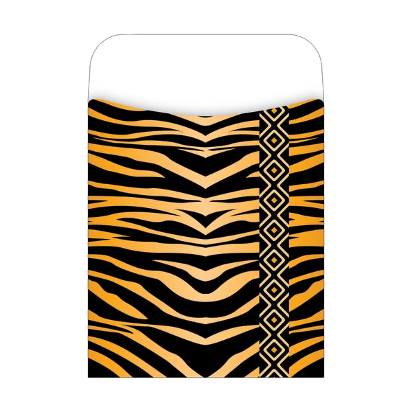 Barker Creek Peel & Stick Library Pockets, 3 1/2in x 5 1/8in, Tiger, Pack Of 30