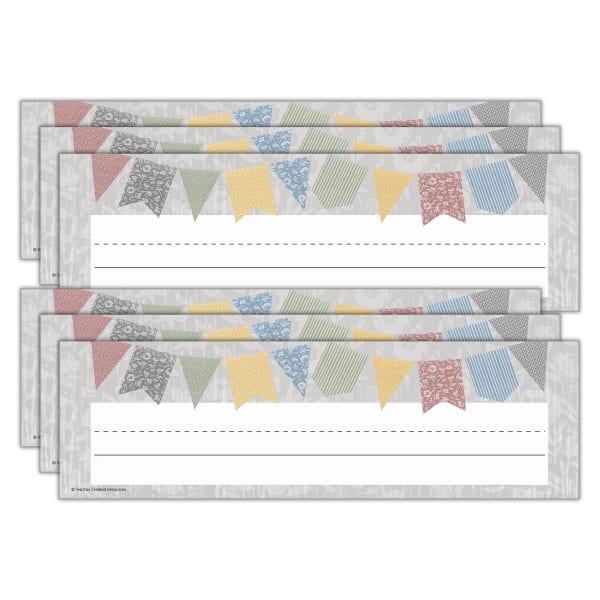 Teacher Created Resources Flat Name Plates, 3-1/2inH x 11-1/2inW x 1/10inD, Classroom Cottage, 36 Name Plates Per Pack, Set Of 6 Packs