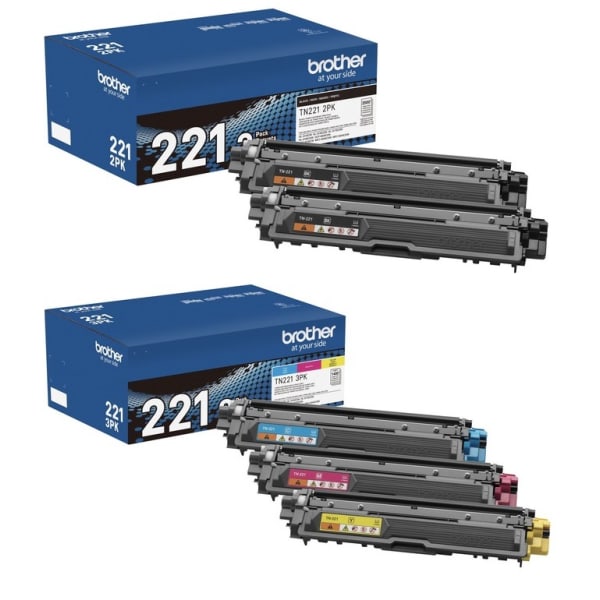 Brother TN221 Black And Cyan, Magenta, Yellow Toner Cartridges, Pack Of 5, TN221KKCMY-OD