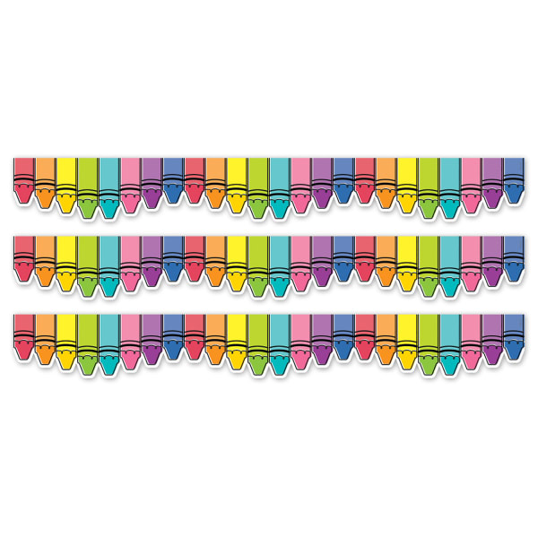 Creative Teaching Press EZ Borders, Doodle Crayons, 24 Borders Per Pack, Set Of 3 Packs