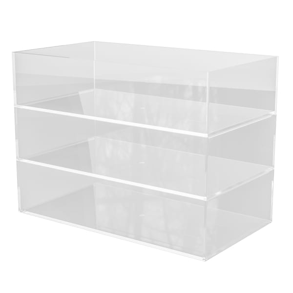 Martha Stewart Brody Stack & Slide Plastic Tray Office Desktop Organizers, 2inH x 3inW x 7-1/2inD, Clear, Pack Of 3 Organizers