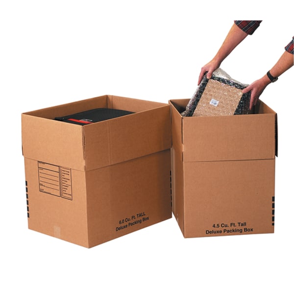 Office Depot Brand Deluxe Moving Boxes, Combination Pack #2, Kraft, Pack Of 9