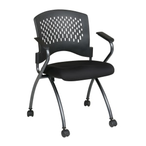 Office Star Folding Chair With Casters Deluxe CoalTitanium Set Of 2 PopularChairscom   
