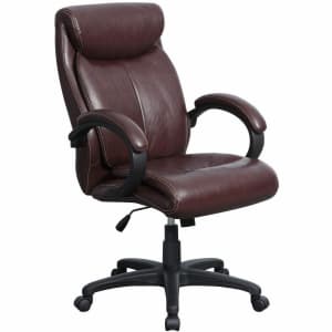 Lorell Ergonomic Bonded Leather High-Back Executive Chair, Brown
