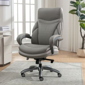 Shaquille O-Neal Maximos Big & Tall Ergonomic Vegan Leather High-Back Executive Office Chair, Gray/Silver, BIFMA Compliant