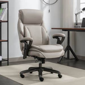 Serta SmartLayers Everett Big  Tall Ergonomic Vegan Leather High Back Executive Office Chair TaupeDark Gray BIFMA Compliant PopularChairscom   