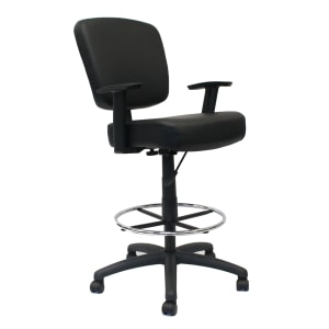 Boss Office Products Heavy Duty Drafting Stool With Arms, Black
