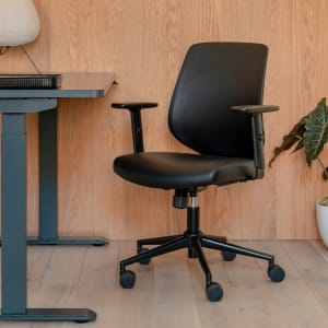 Branch Furniture Daily Ergonomic Vegan Leather Mid-Back Task Chair, Black