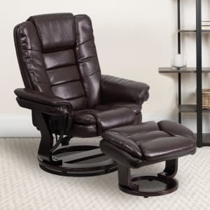 Flash Furniture LeatherSoft Faux Leather Recliner And Ottoman, Brown/Mahogany