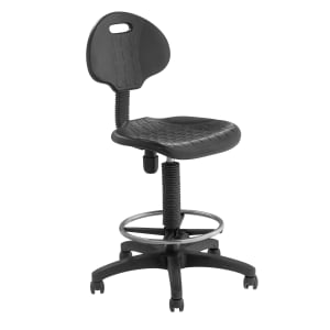 National Public Seating 6700 Series Kangaroo Polyurethane Task Chair Stool, 22 to 32in Seat Height, Black