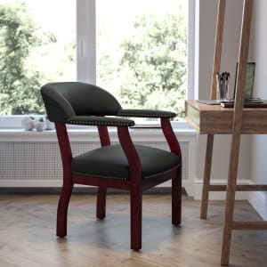 Flash Furniture Vinyl Conference Guest Chair With Accent Nail Trim, Black