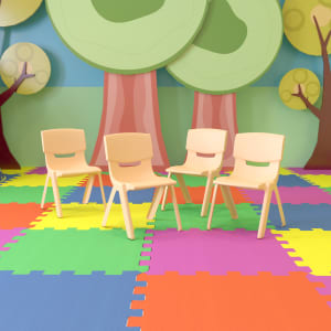 Flash Furniture Plastic Stackable School Chairs With 13-1/4in Seat Height, Natural, Pack Of 4 Chairs