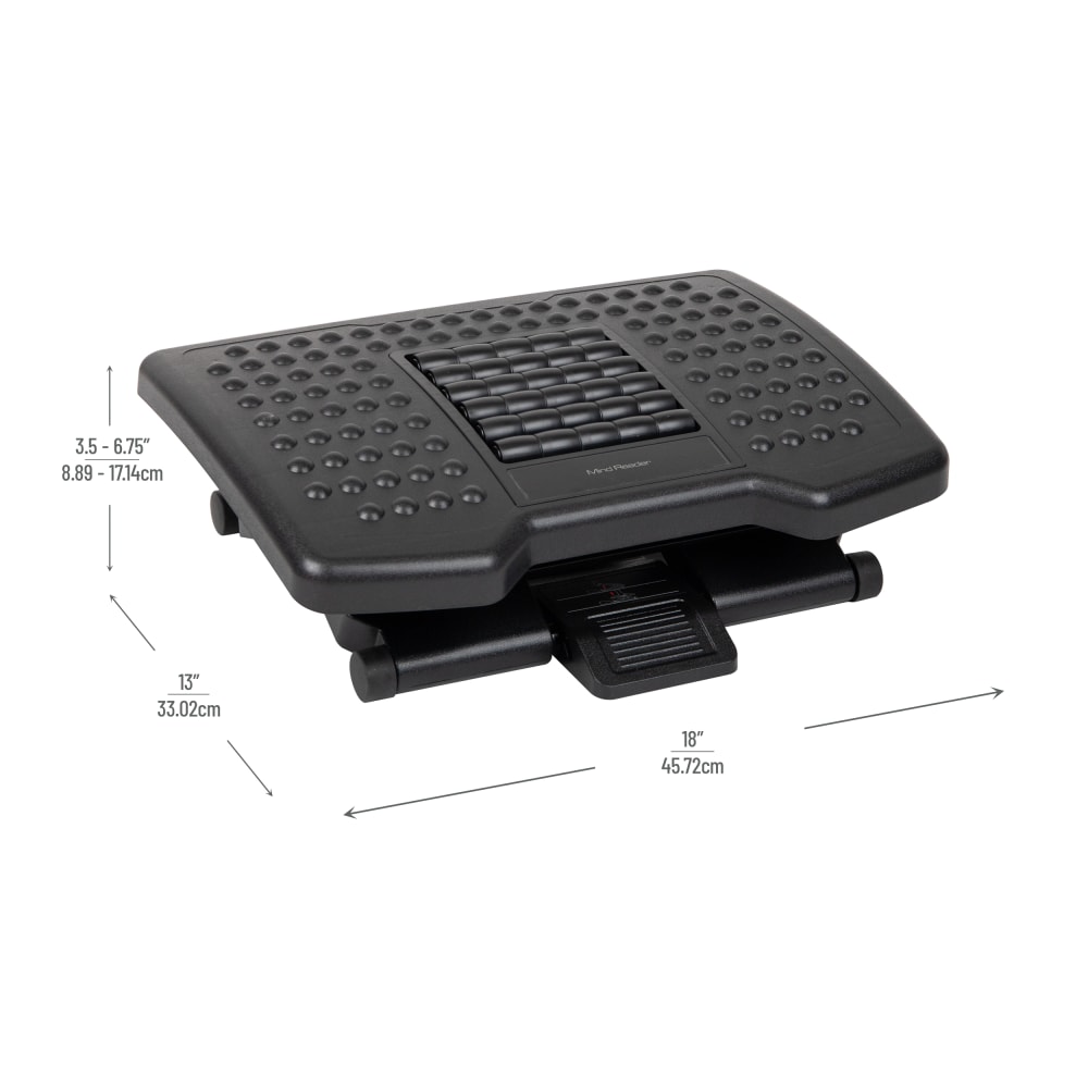 Mind Reader Anchor Collection Adjustable Ergonomic Foot Rest with Massage Rollers 6 34inH x 13inW x 18inD Black PopularChairscom   