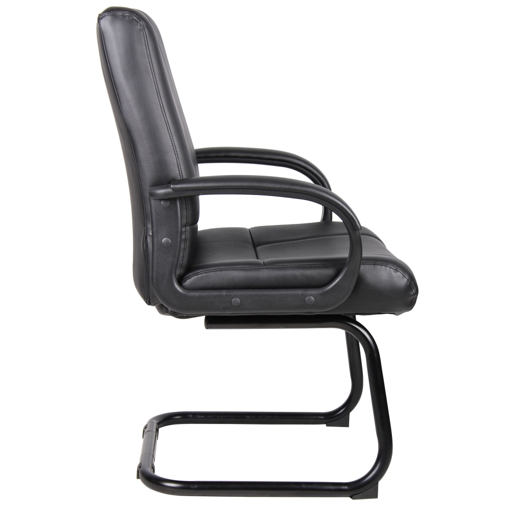 Boss Office Products Caressoftplus Vinyl Mid Back Guest Chair Black PopularChairscom   