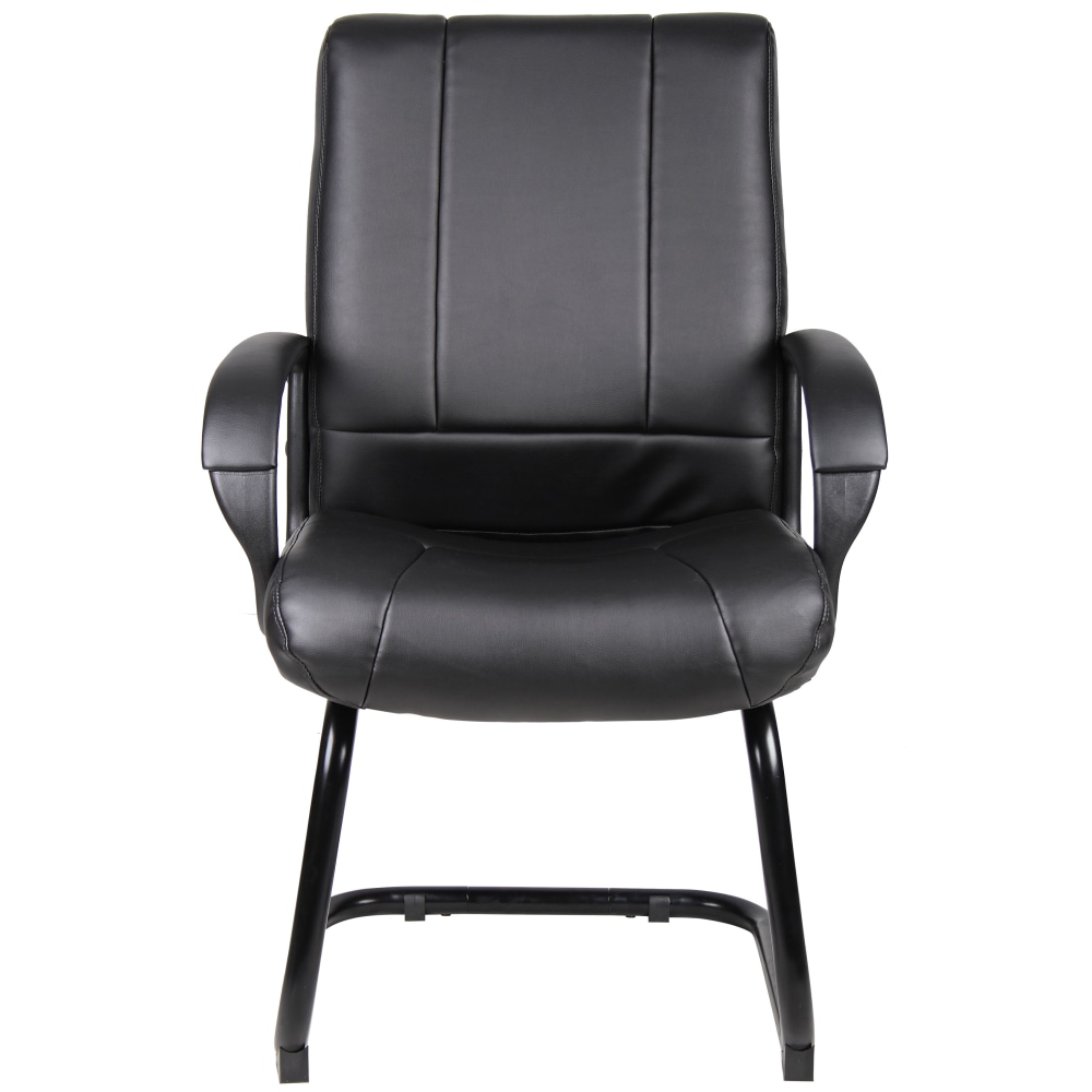 Boss Office Products Caressoftplus Vinyl Mid Back Guest Chair Black PopularChairscom   