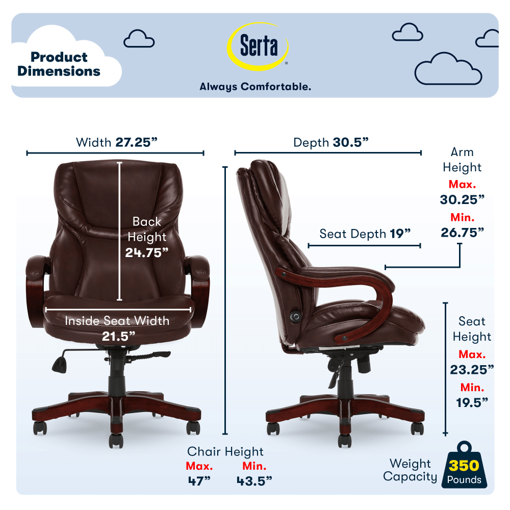 Serta Conway Big Tall Bonded Leather HighBack Office Chair Brown PopularChairscom Serta Conway Big Tall Bonded Leather High Back Office Chair Brown PopularChairscom