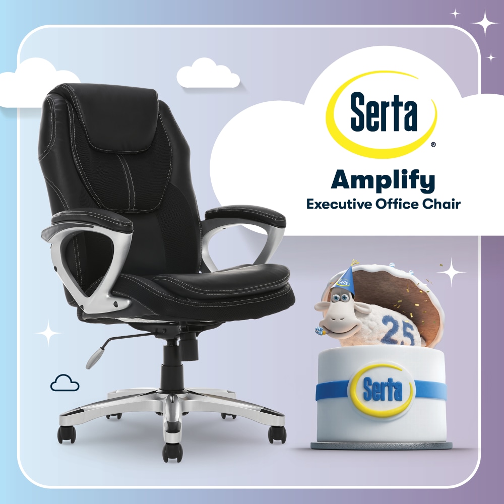 Serta Amplify Bonded LeatherMesh HighBack Office Chair BlackSilver PopularChairscom Serta Amplify Bonded LeatherMesh High Back Office Chair BlackSilver PopularChairscom
