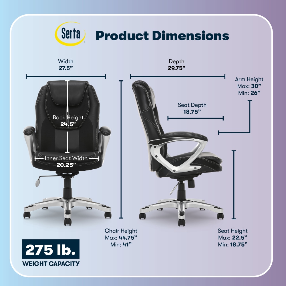 Serta Amplify Bonded LeatherMesh HighBack Office Chair BlackSilver PopularChairscom Serta Amplify Bonded LeatherMesh High Back Office Chair BlackSilver PopularChairscom