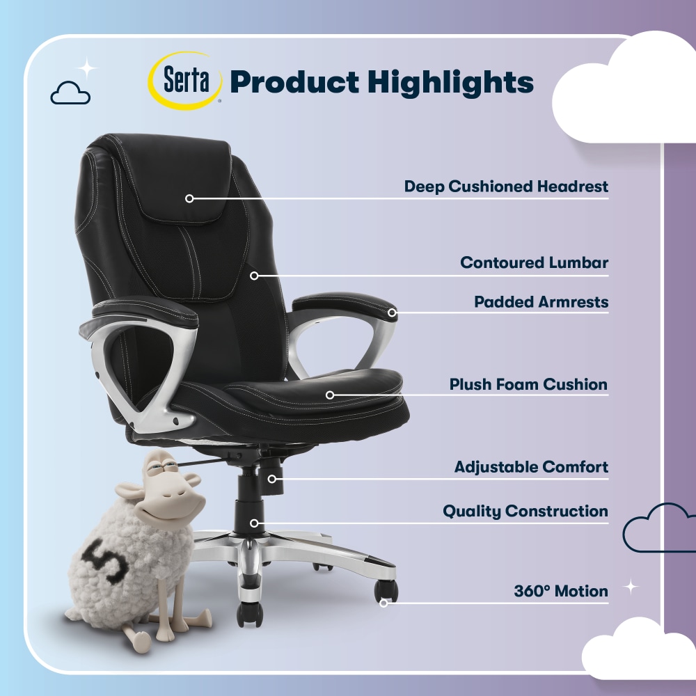 Serta Amplify Bonded LeatherMesh HighBack Office Chair BlackSilver PopularChairscom Serta Amplify Bonded LeatherMesh High Back Office Chair BlackSilver PopularChairscom