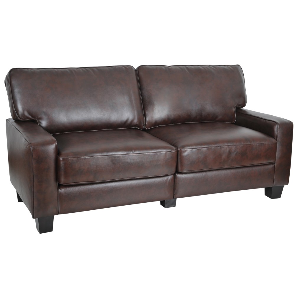 Serta RTA Monaco Bonded Leather Sofa 77inW Brown PopularChairscom   