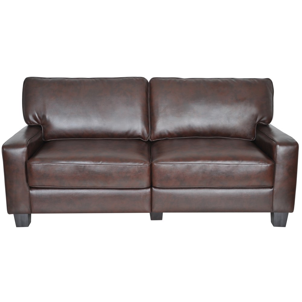 Serta RTA Monaco Bonded Leather Sofa 77inW Brown PopularChairscom   