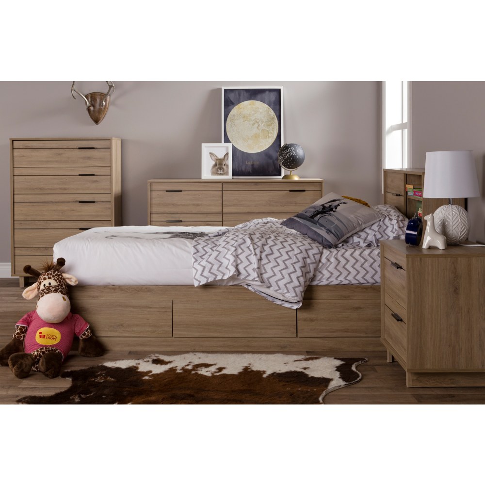 South Shore Fynn 2 Drawer Nightstand, 0, Rustic Oak 並行輸入品 South Shore Fynn 2-Drawer Nightstand Fall Oak (EA2) | Canex