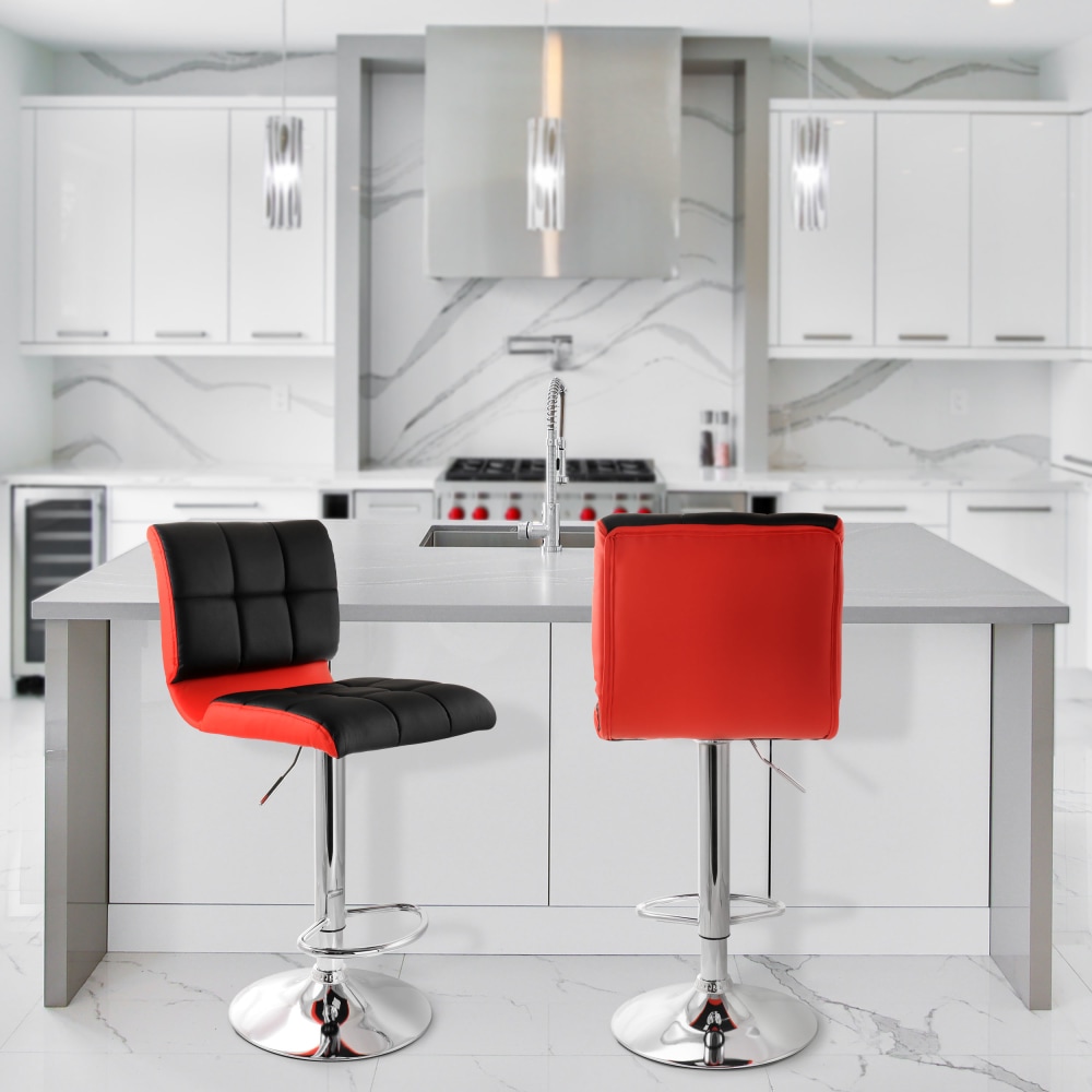 Elama Adjustable Faux Leather 2Tone Bar Stools BlackRed Set Of 2 Stools PopularChairscom Elama Adjustable Faux Leather 2 Tone Bar Stools BlackRed Set Of 2 Stools PopularChairscom