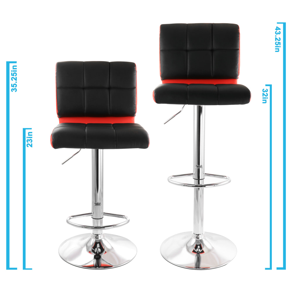Elama Adjustable Faux Leather 2Tone Bar Stools BlackRed Set Of 2 Stools PopularChairscom Elama Adjustable Faux Leather 2 Tone Bar Stools BlackRed Set Of 2 Stools PopularChairscom