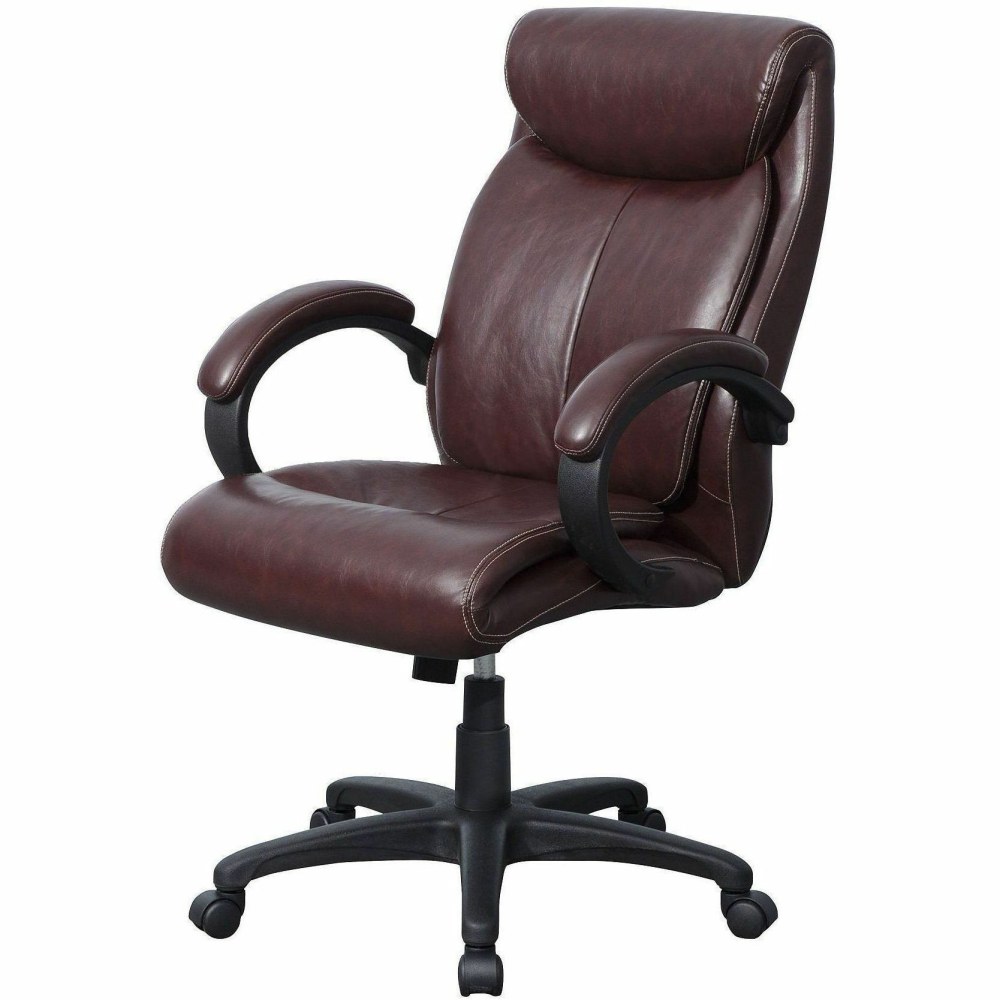 Lorell Ergonomic Bonded Leather High Back Executive Chair Brown PopularChairscom   