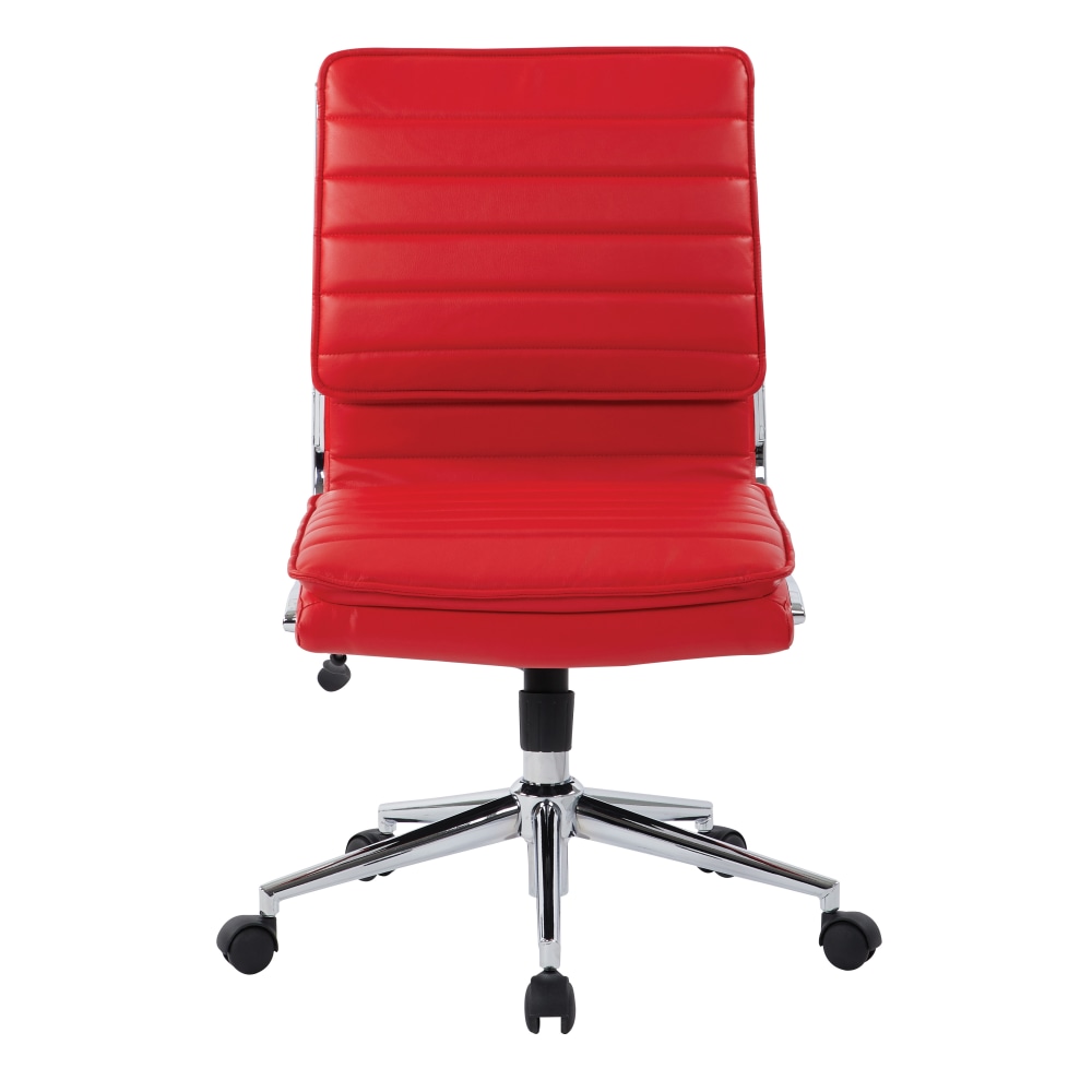 Office Star Pro Line II SPX Armless Bonded Leather Mid Back Chair RedChrome PopularChairscom   