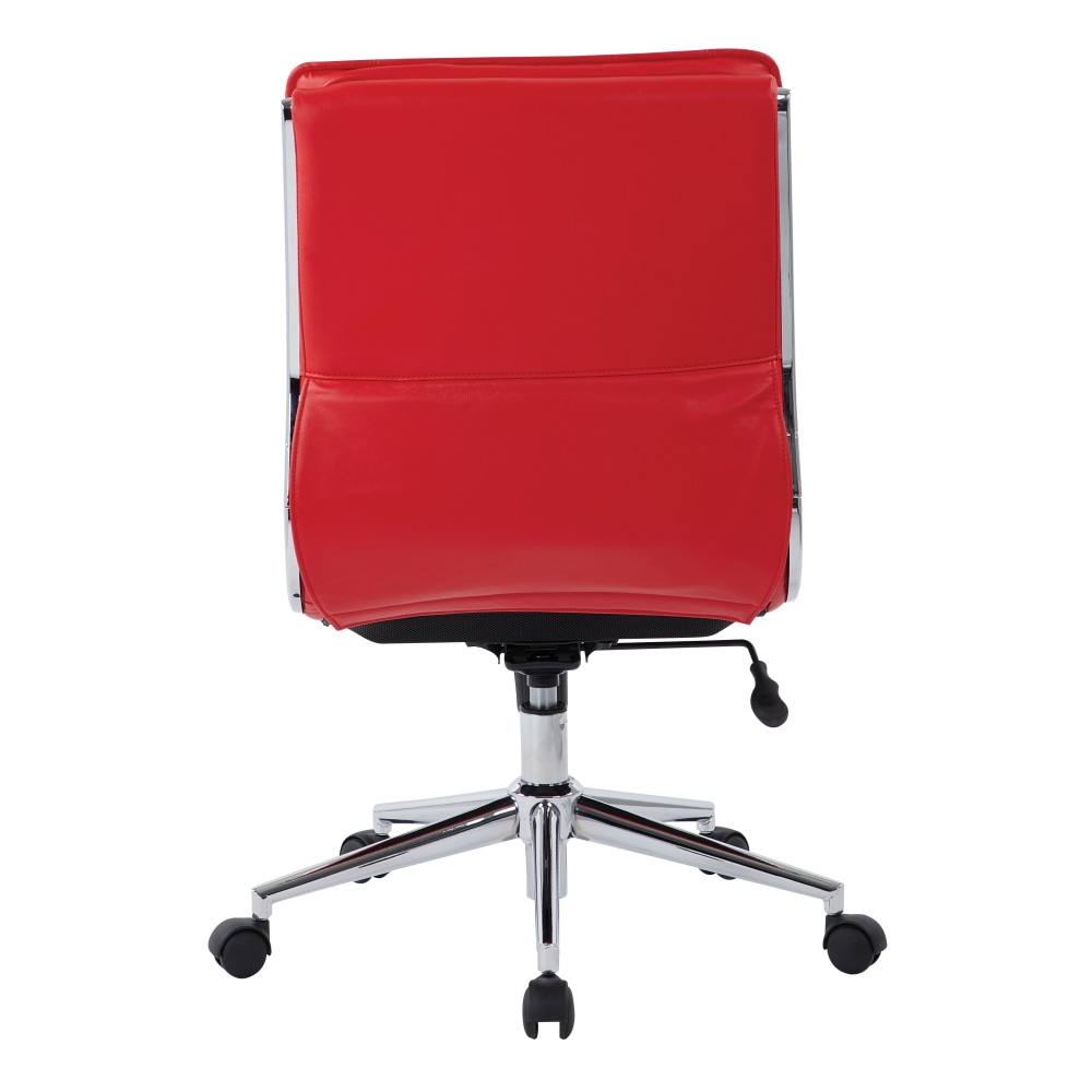 Office Star Pro Line II SPX Armless Bonded Leather Mid Back Chair RedChrome PopularChairscom   