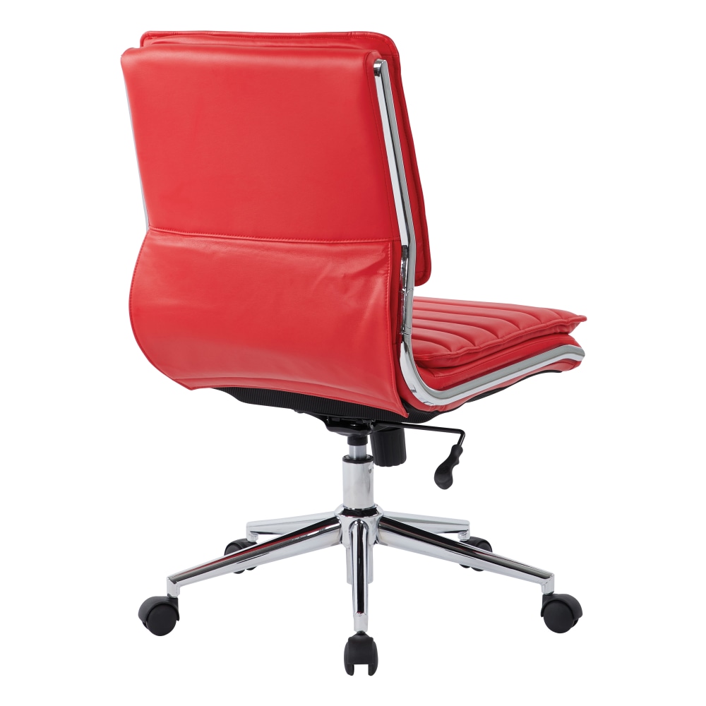 Office Star Pro Line II SPX Armless Bonded Leather Mid Back Chair RedChrome PopularChairscom   