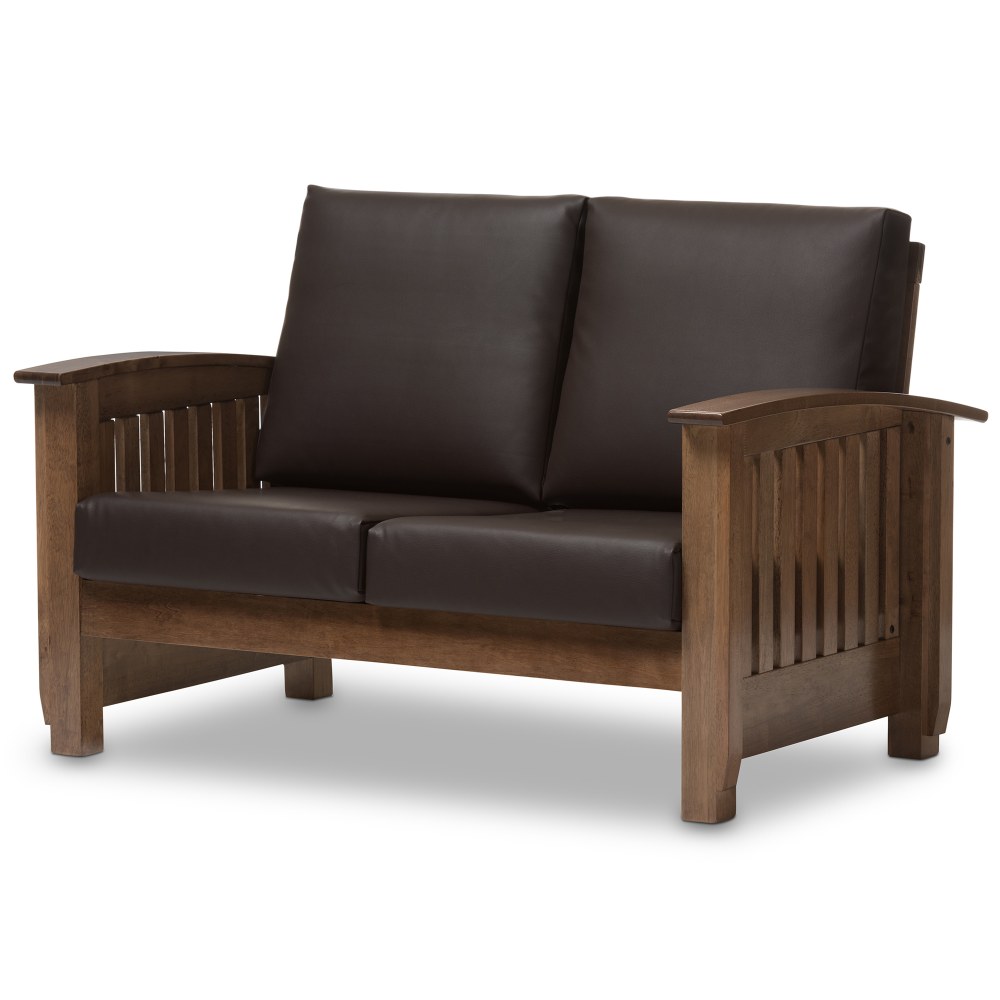 Baxton Studio Alina Loveseat Dark BrownDark Walnut PopularChairscom   
