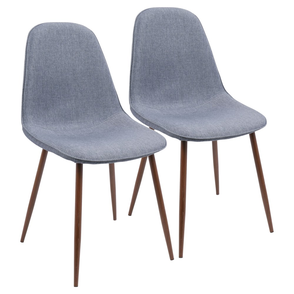 LumiSource Pebble Dining Chairs Fabric BlueWalnut Set Of 2 Chairs PopularChairscom LumiSource Pebble Dining Chairs Fabric BlueWalnut Set Of 2 Chairs PopularChairscom