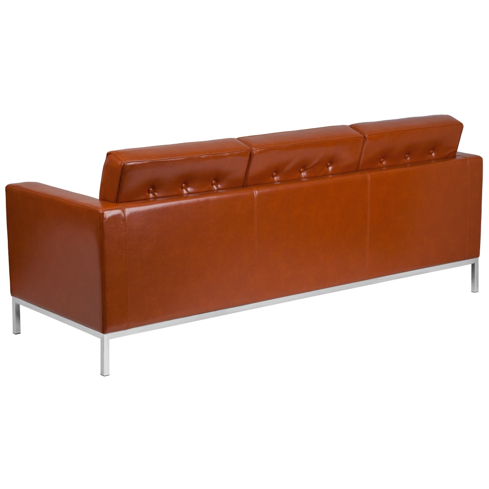 Flash Furniture HERCULES Lacey Series Contemporary Button Tufted Leathersoft Sofa with Integrated Stainless Steel Frame Cognac PopularChairscom Flash Furniture HERCULES Lacey Series Contemporary Button Tufted Leathersoft Sofa with Integrated Stainless Steel Frame Cognac PopularChairscom