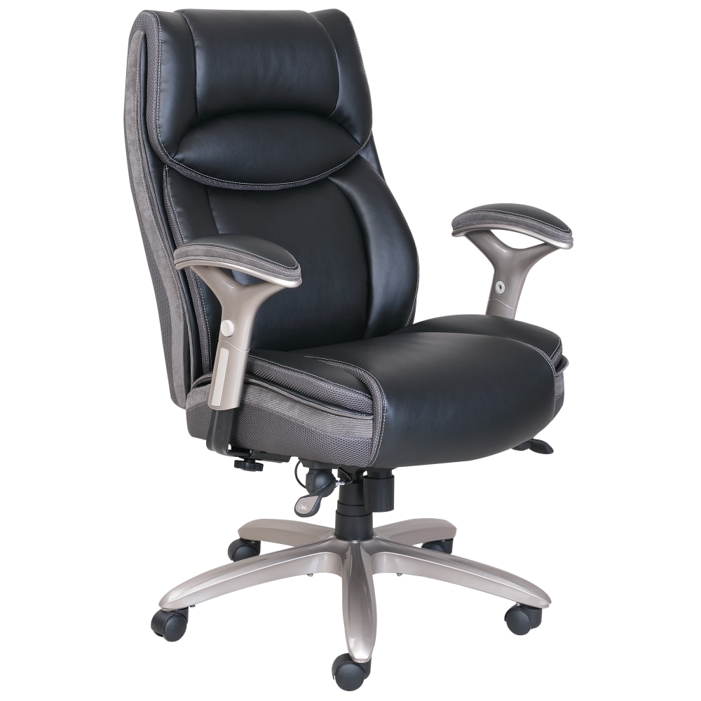Serta Smart Layers Jennings Big & Tall Ergonomic Bonded Leather High-Back Executive Office Chair, Black/Slate
