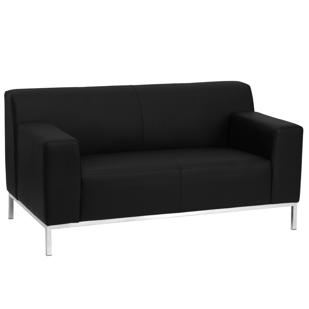 Flash Furniture HERCULES Definity Series Contemporary LeatherSoft Loveseat with Line Stitching and Integrated Stainless Steel Frame Black PopularChairscom Flash Furniture HERCULES Definity Series Contemporary LeatherSoft Loveseat with Line Stitching and Integrated Stainless Steel Frame Black PopularChairscom