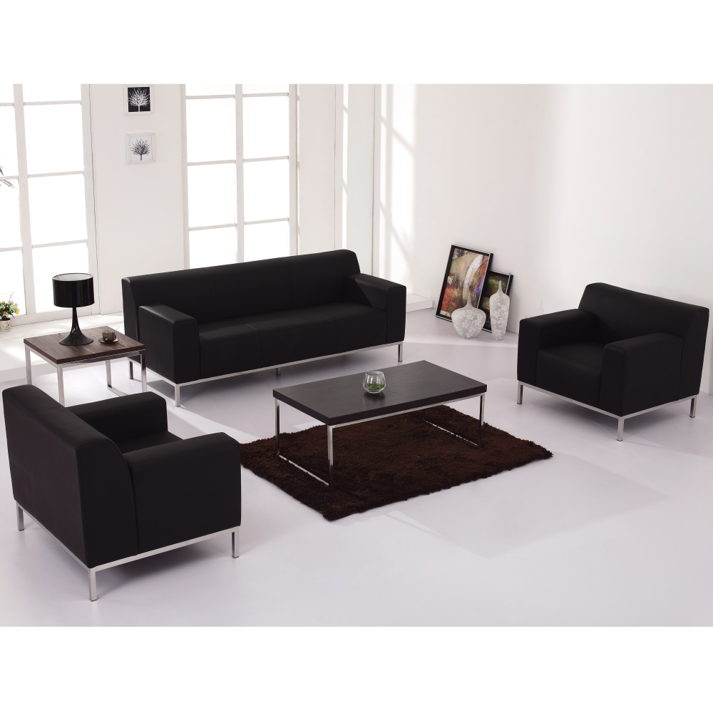 Flash Furniture HERCULES Definity Series Contemporary LeatherSoft Loveseat with Line Stitching and Integrated Stainless Steel Frame Black PopularChairscom Flash Furniture HERCULES Definity Series Contemporary LeatherSoft Loveseat with Line Stitching and Integrated Stainless Steel Frame Black PopularChairscom