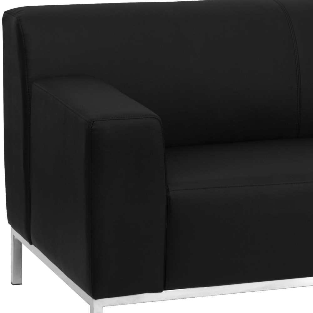 Flash Furniture HERCULES Definity Series Contemporary LeatherSoft Loveseat with Line Stitching and Integrated Stainless Steel Frame Black PopularChairscom Flash Furniture HERCULES Definity Series Contemporary LeatherSoft Loveseat with Line Stitching and Integrated Stainless Steel Frame Black PopularChairscom