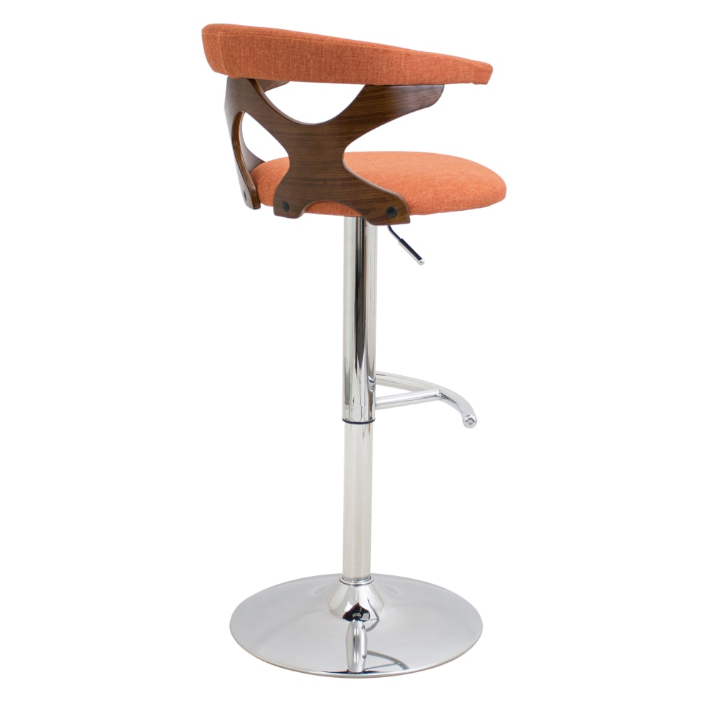 LumiSource Gardenia Bar Stool WalnutOrangeChrome PopularChairscom   