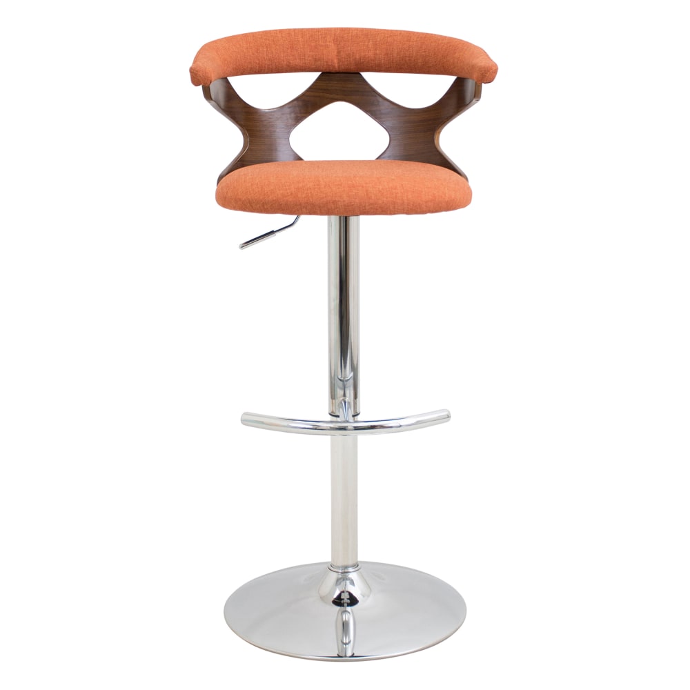 LumiSource Gardenia Bar Stool WalnutOrangeChrome PopularChairscom   