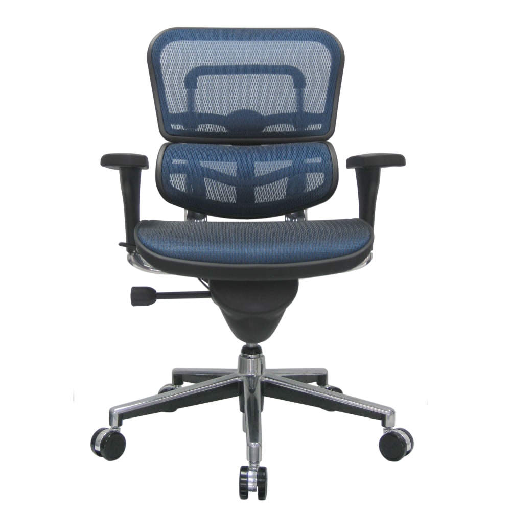 Eurotech Ergohuman Mid Back Ergonomic Mesh Chair BlueChrome PopularChairscom   