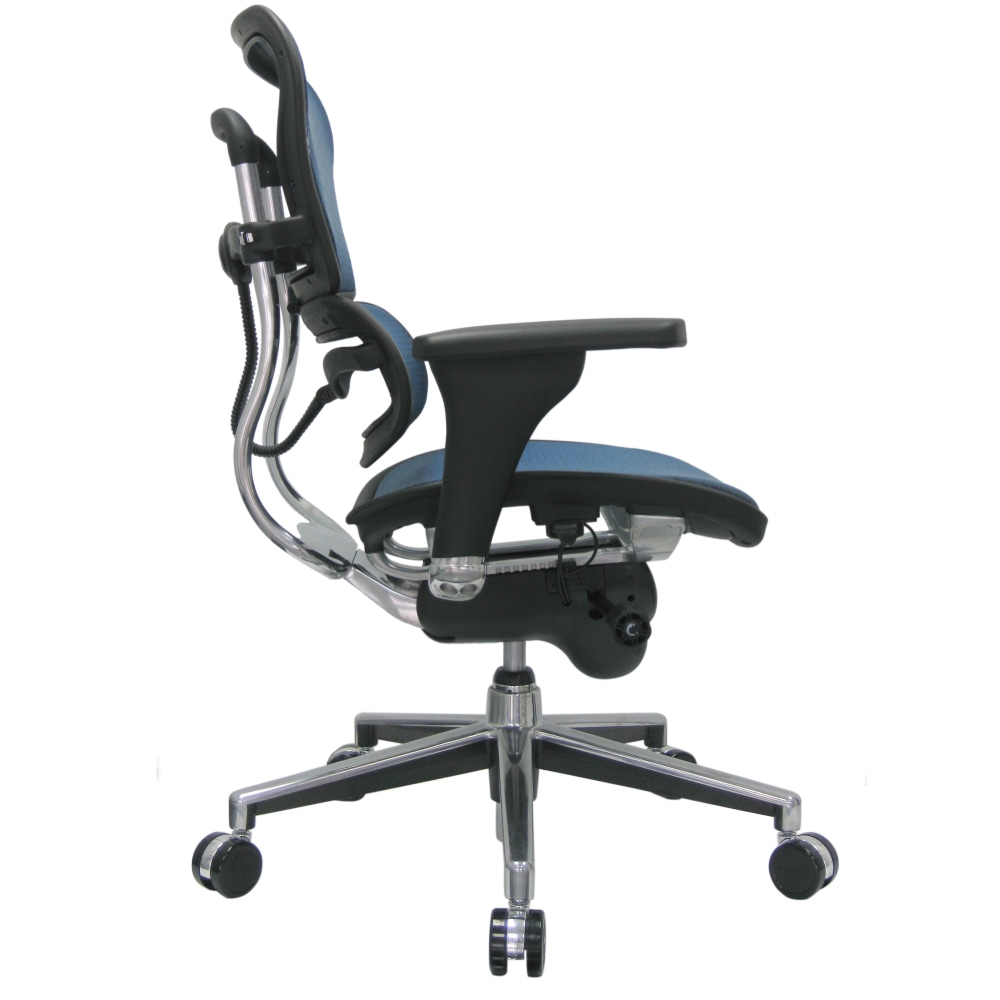 Eurotech Ergohuman Mid Back Ergonomic Mesh Chair BlueChrome PopularChairscom   