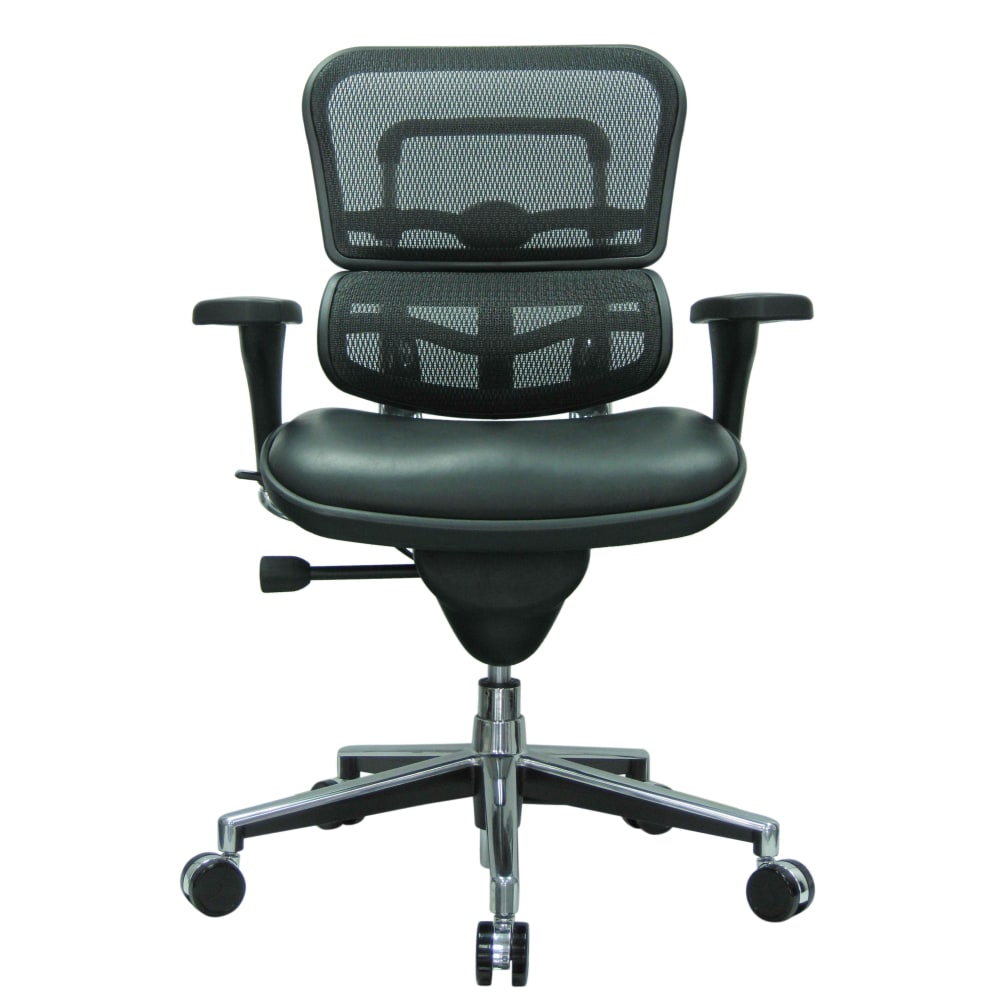 Eurotech Ergohuman Ergonomic Bonded LeatherMesh MidBack Chair BlackChrome PopularChairscom Eurotech Ergohuman Ergonomic Bonded LeatherMesh Mid Back Chair BlackChrome PopularChairscom